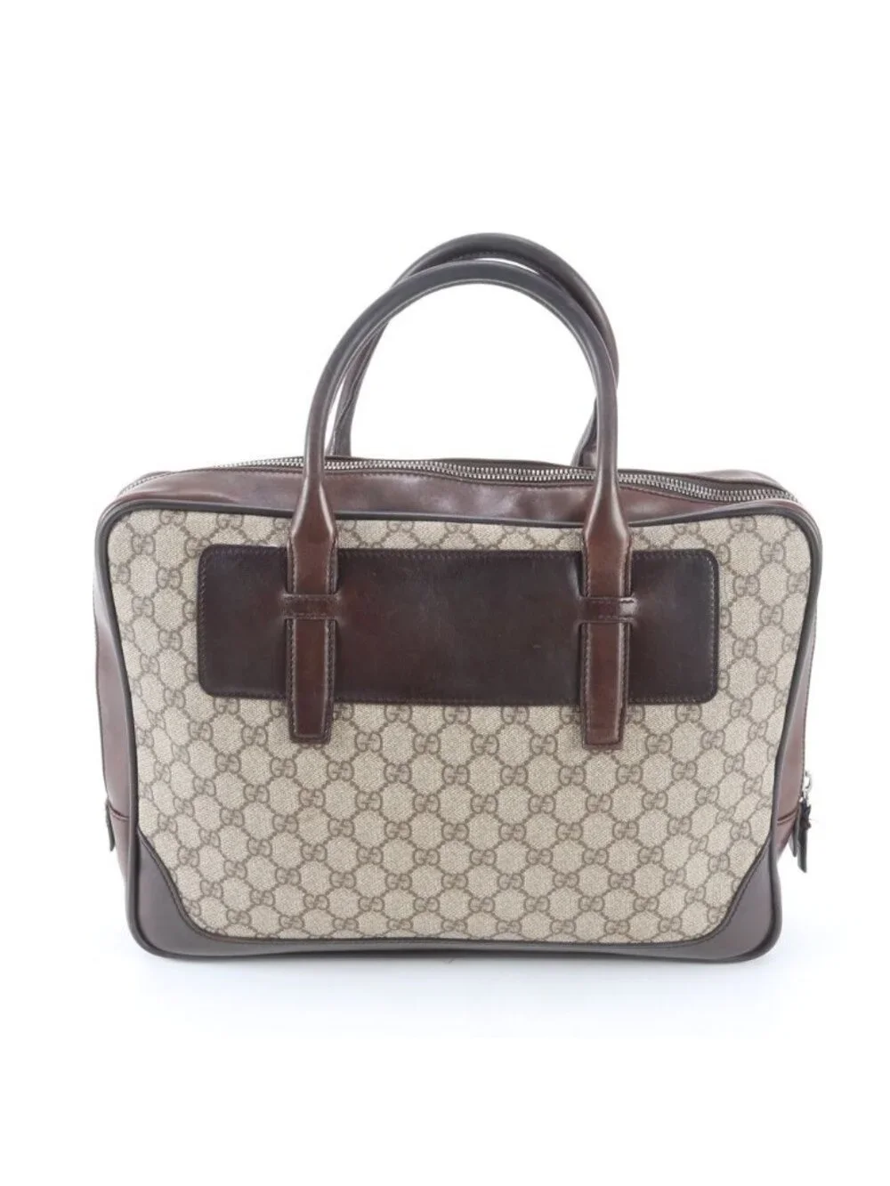 Gucci GG Supreme Leather Business Document Briefcase Brown
